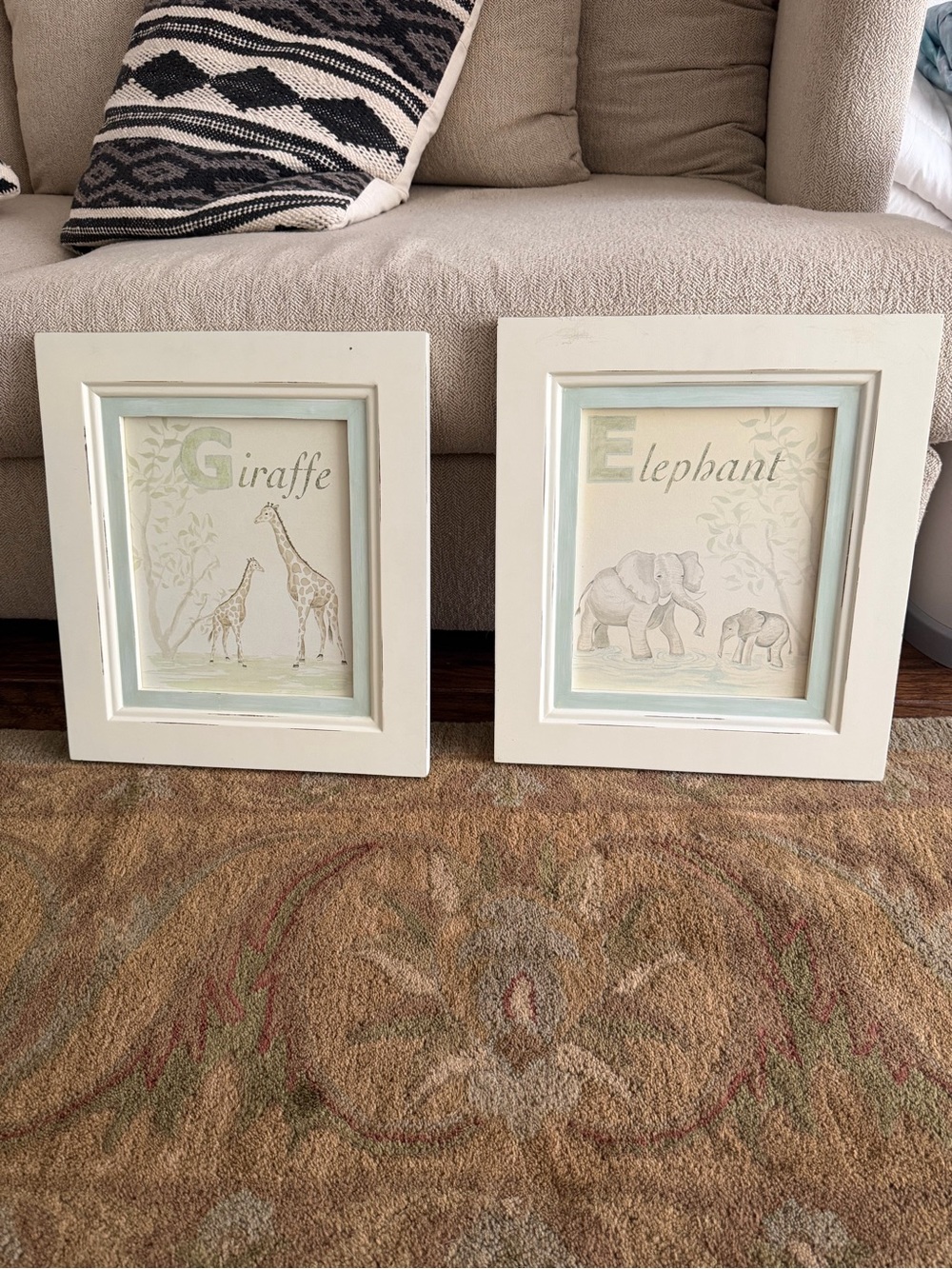 Wendy Bellissimo Neutral Giraffe & Elephant Framed Prints